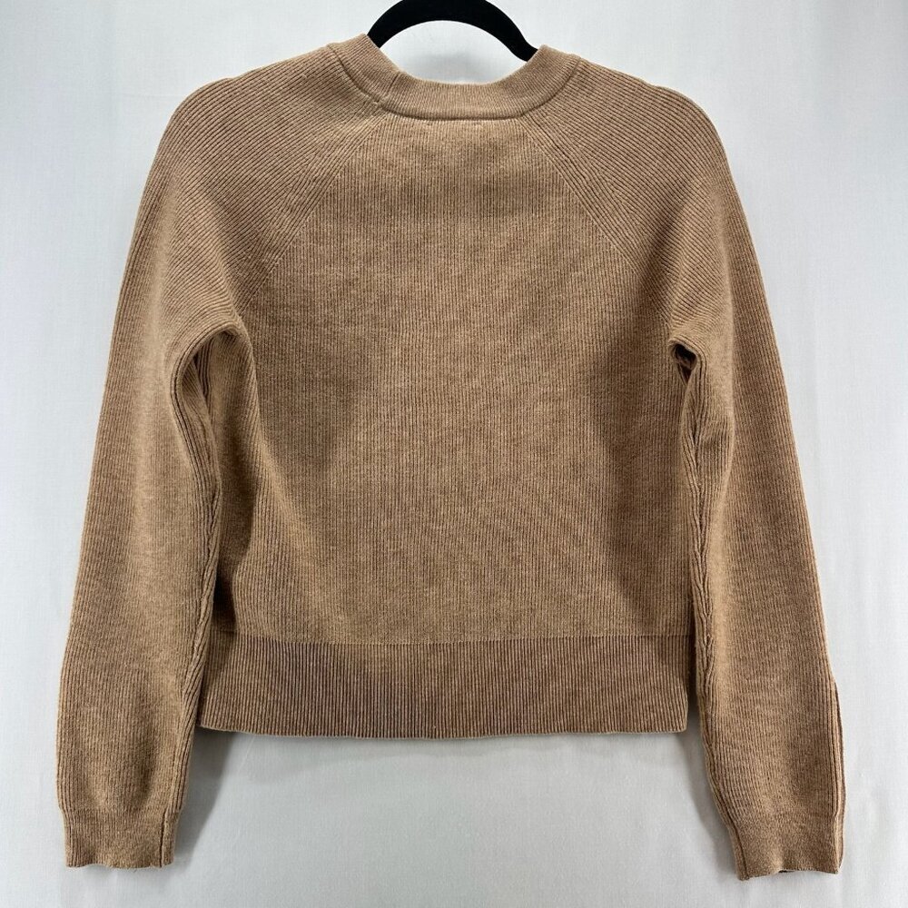 ON 34th Womens Sz XS Sweater Crew Neck Long Sleeve Button Cuff Pullover Brown - Picture 2 of 4